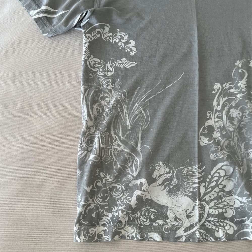 Graphic T-Shirt with Arabesque Motif Print, size: S, Distressed Look - Picture 2 of 4